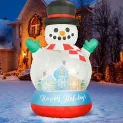 Holidayana HOME GOODS 8 Ft Inflatable Christmas Snow Globe Outdoor Decoration With LED Lights, Fan, And Stakes