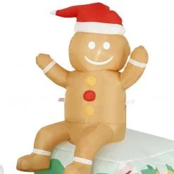 Holidayana HOME GOODS 10 Ft Inflatable Christmas Train Outdoor Decoration With LED Lights, Fan, And Stakes