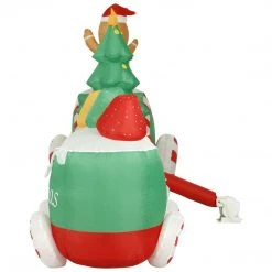 Holidayana HOME GOODS 10 Ft Inflatable Christmas Train Outdoor Decoration With LED Lights, Fan, And Stakes