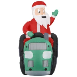 Holidayana 8 Ft Inflatable Christmas Tractor Santa Outdoor Decoration With LED Lights, Fan, And Stakes