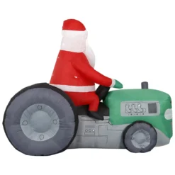 Holidayana 8 Ft Inflatable Christmas Tractor Santa Outdoor Decoration With LED Lights, Fan, And Stakes