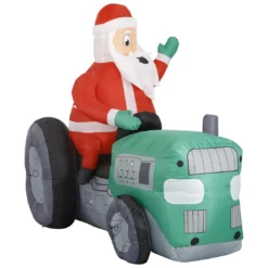 Holidayana 8 Ft Inflatable Christmas Tractor Santa Outdoor Decoration With LED Lights, Fan, And Stakes