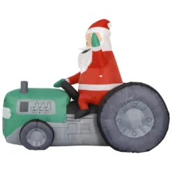 Holidayana 8 Ft Inflatable Christmas Tractor Santa Outdoor Decoration With LED Lights, Fan, And Stakes