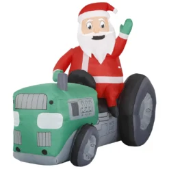 Holidayana 8 Ft Inflatable Christmas Tractor Santa Outdoor Decoration With LED Lights, Fan, And Stakes