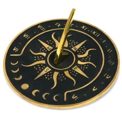 Marketfleet Inc. Sunward 8.5” Diameter Garden Sundial With Polished Brass Highlights Patio & Outdoors