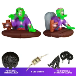 Holidayana 5 Ft Resurrected Graveyard Zombie Halloween Inflatable HOME GOODS