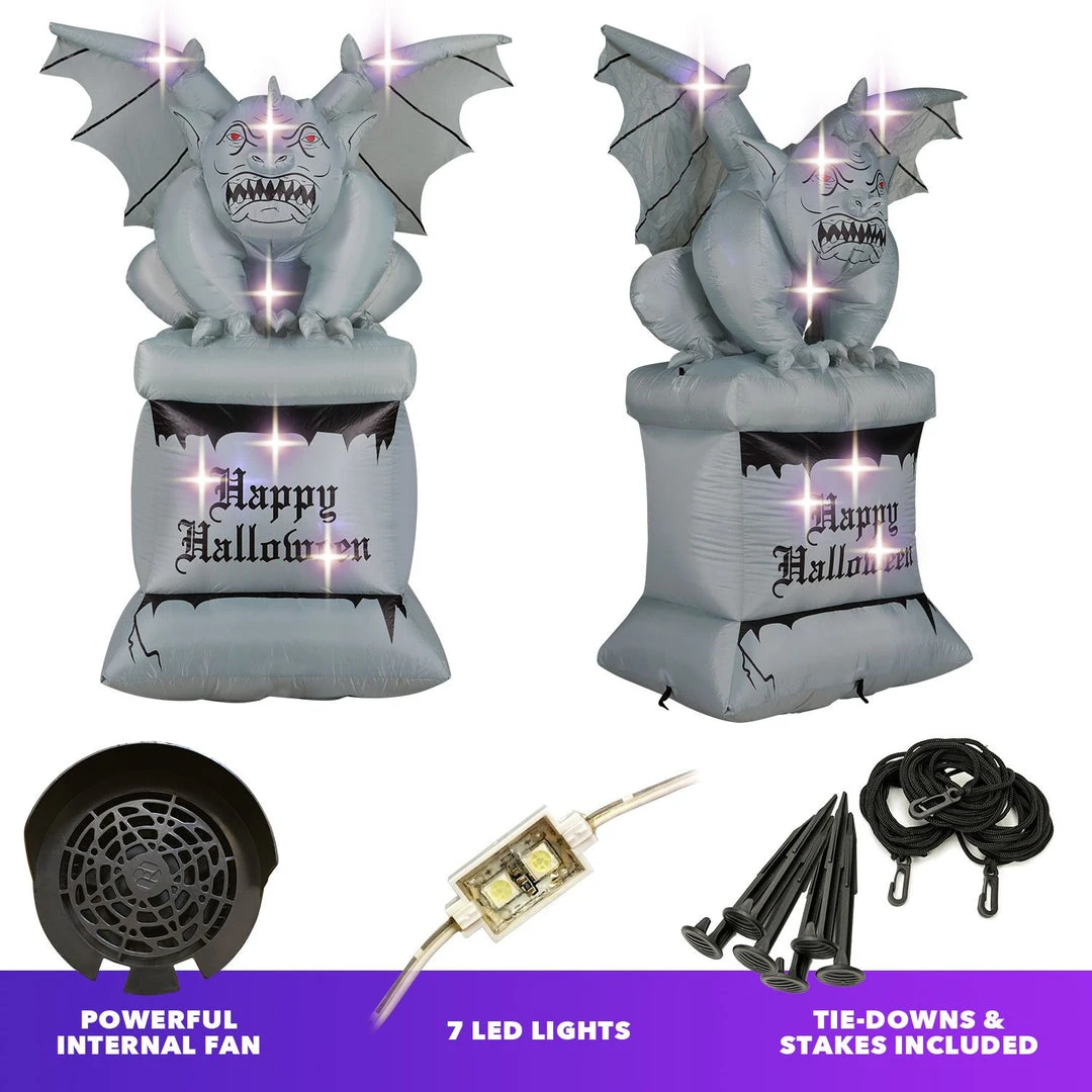 Holidayana 8 Ft Perched Stone Gargoyle On Pedestal Halloween Inflatable 3 Holidayana 8 Ft Perched Stone Gargoyle On Pedestal Halloween Inflatable