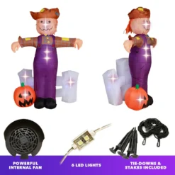 Holidayana HOME GOODS 6 Ft Festive Scarecrow With Jack O' Lantern Halloween Inflatable 12 Holidayana HOME GOODS 6 Ft Festive Scarecrow With Jack O' Lantern Halloween Inflatable