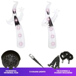 Holidayana 9 Ft Ghost With Multi-Colored Lights Halloween Inflatable HOME GOODS