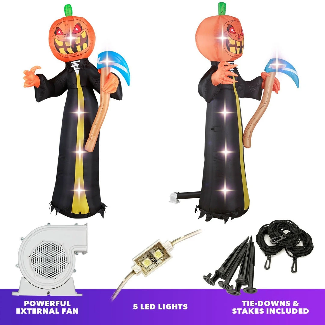 Holidayana 10 Ft Pumpkin Head Reaper With Scythe Halloween Inflatable HOME GOODS 3 Holidayana 10 Ft Pumpkin Head Reaper With Scythe Halloween Inflatable HOME GOODS