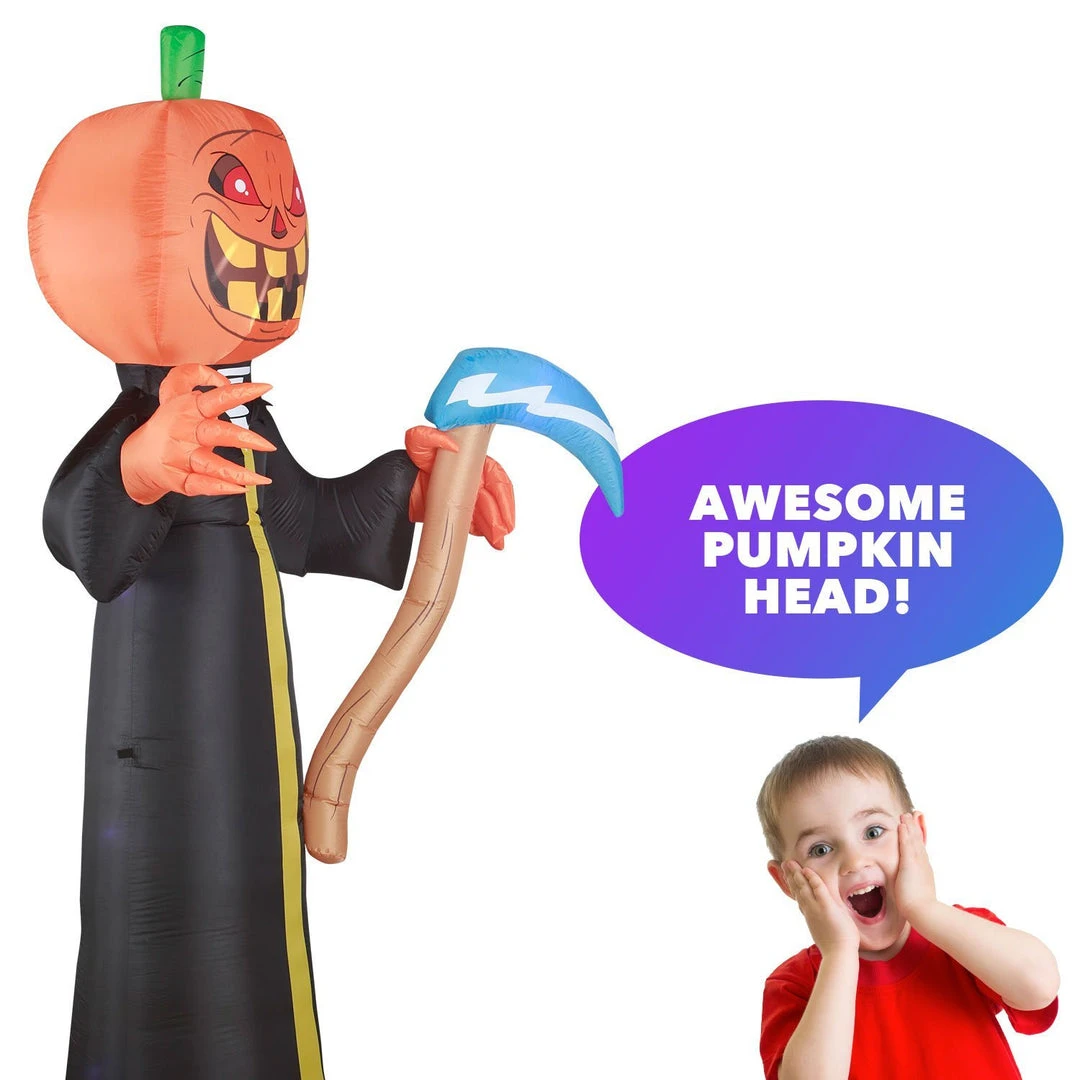 Holidayana 10 Ft Pumpkin Head Reaper With Scythe Halloween Inflatable HOME GOODS 4 Holidayana 10 Ft Pumpkin Head Reaper With Scythe Halloween Inflatable HOME GOODS