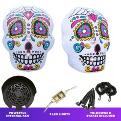 Holidayana Inflatable Halloween Skull Decoration With Built-In Fan And LED Lights HOME GOODS