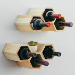 Atterstone Customizable Honeycomb Wine Rack: Holds 6 Bottles