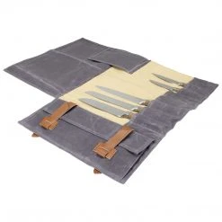 Zelancio Waxed Canvas Knife Roll Bag With 9 Knife Slots And 4 Pockets For Additional Tools And Accessories, Ultra Portable And Safe, Fits All Knife Sets