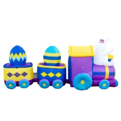 Holidayana HOME GOODS Inflatable Easter Bunny Train Decoration With Engine And 2 Cars With Built-In Fan And LED Lights