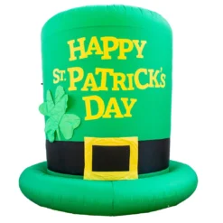 Holidayana Inflatable St Patrick's Day Green Leprechaun Top Hat With Shamrock Decoration With Built-In Fan And LED Lights HOME GOODS