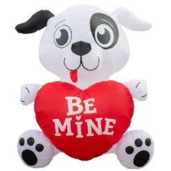 Holidayana Inflatable Valentines Day Dog With Heart Decoration With Built-In Fan And LED Lights