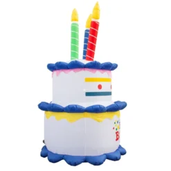Holidayana HOME GOODS Inflatable Birthday Cake With Candles Party Decoration With Built-In Fan And LED Lights