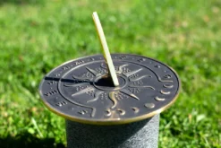 Marketfleet Inc. Sunward 8.5” Diameter Garden Sundial With Polished Brass Highlights Patio & Outdoors
