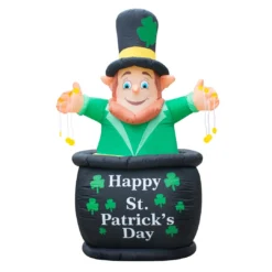 Holidayana Inflatable Saint Patrick's Day Leprechaun In Pot Of Gold Decoration With Built-In Fan And LED Lights HOME GOODS