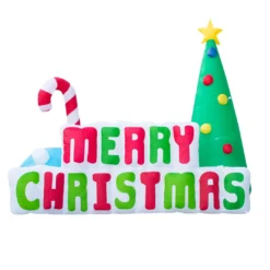 Holidayana HOME GOODS Inflatable Merry Christmas Sign Christmas Decoration With Built In Fan And LED Lights