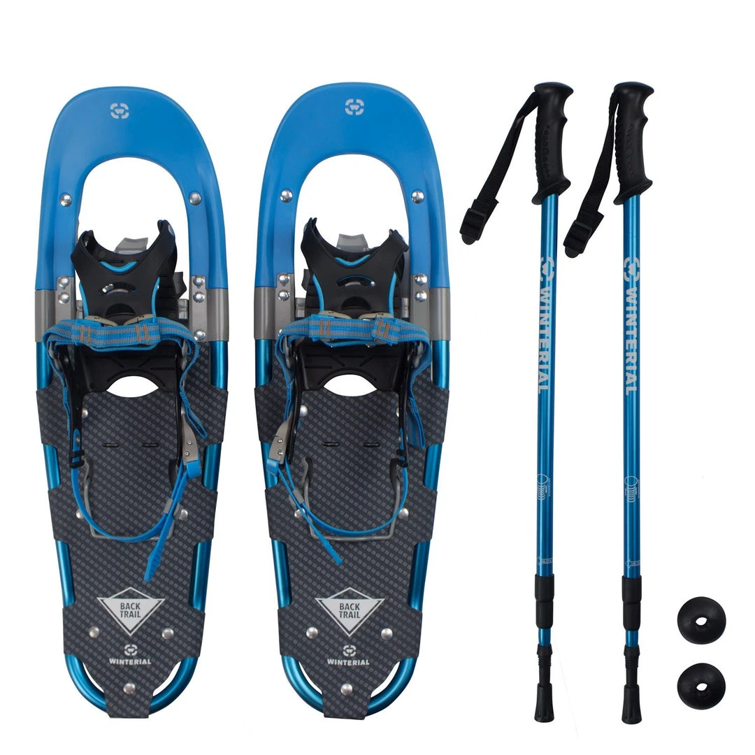 SPORTING GOODS Winterial Back Trail Snowshoes 25-Inch Lightweight Hybrid Blue, Includes Poles And Carry Bag 1 SPORTING GOODS Winterial Back Trail Snowshoes 25-Inch Lightweight Hybrid Blue, Includes Poles And Carry Bag