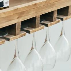 Atterstone Double Wine Rack Shelf With Wine Bottle Rests: Holds 20 Glasses, 5 Bottles And Barware