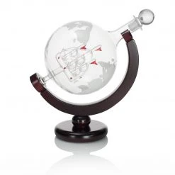 HOME GOODS Atterstone Globe Whiskey Decanter Set, 850-ml Gift Set With Globe Glasses, 9 Whiskey Stones And Stainless Steel Funnel