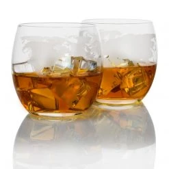 HOME GOODS Atterstone Globe Whiskey Decanter Set, 850-ml Gift Set With Globe Glasses, 9 Whiskey Stones And Stainless Steel Funnel