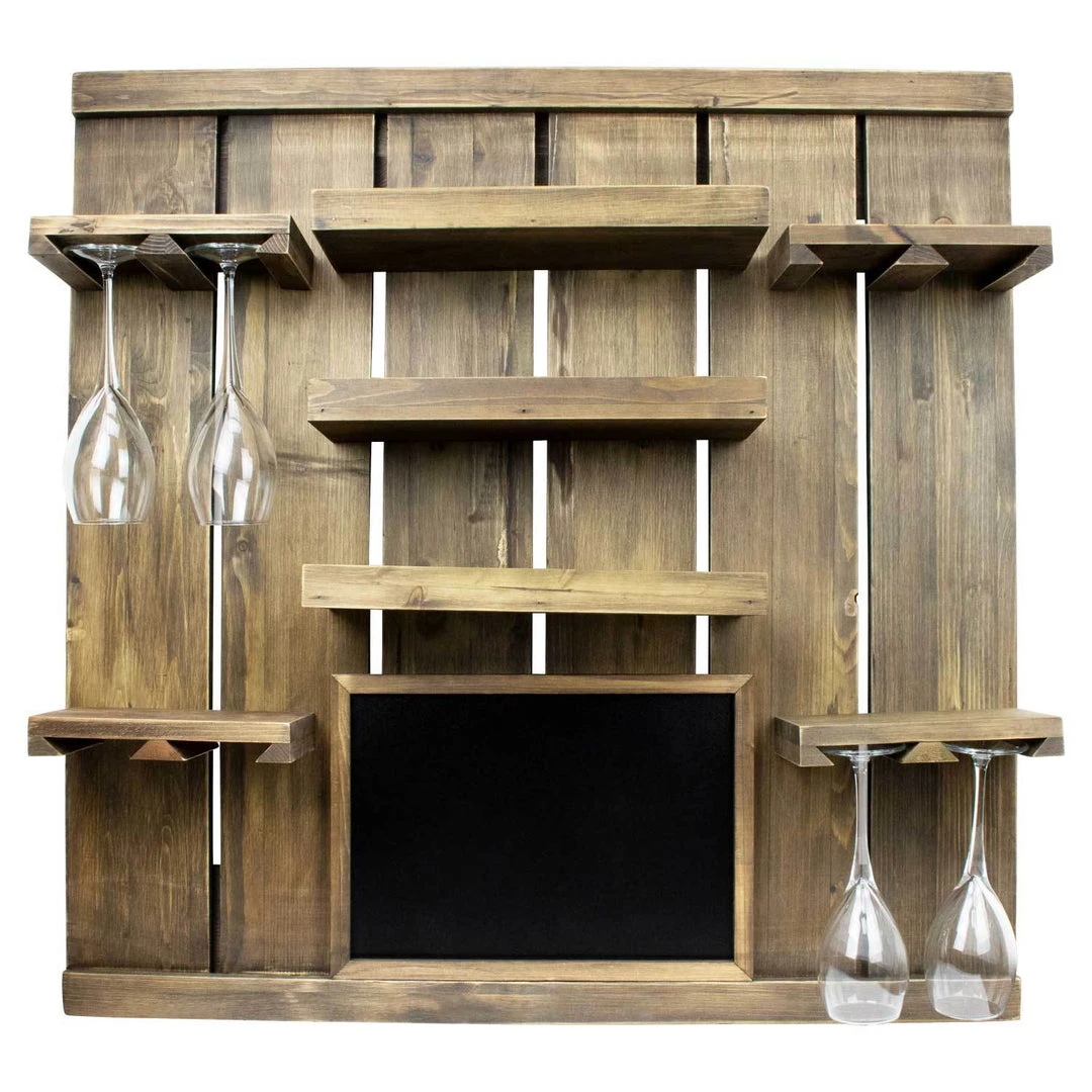 Atterstone Chalkboard Wine Rack Shelf With Stemware Slots: Holds 8 Glasses 5 Atterstone Chalkboard Wine Rack Shelf With Stemware Slots: Holds 8 Glasses