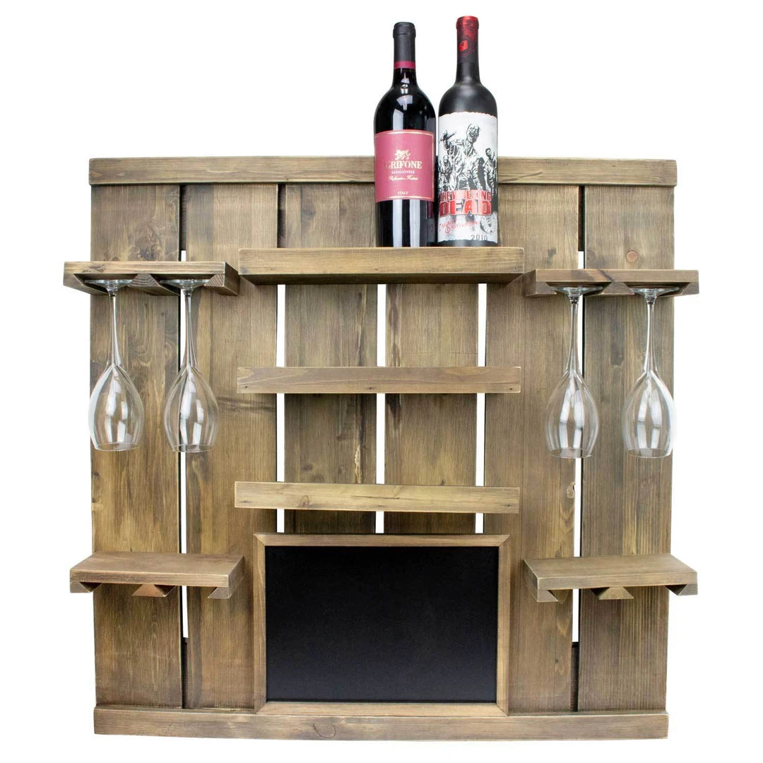 Atterstone Chalkboard Wine Rack Shelf With Stemware Slots: Holds 8 Glasses 8 Atterstone Chalkboard Wine Rack Shelf With Stemware Slots: Holds 8 Glasses
