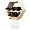 Atterstone HOME GOODS Honeycomb Wine Rack With Hanging Stemware Slots: Holds 5 Bottles And 4 Glasses