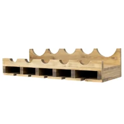 Atterstone Double Wine Rack Shelf With Wine Bottle Rests: Holds 20 Glasses, 5 Bottles And Barware