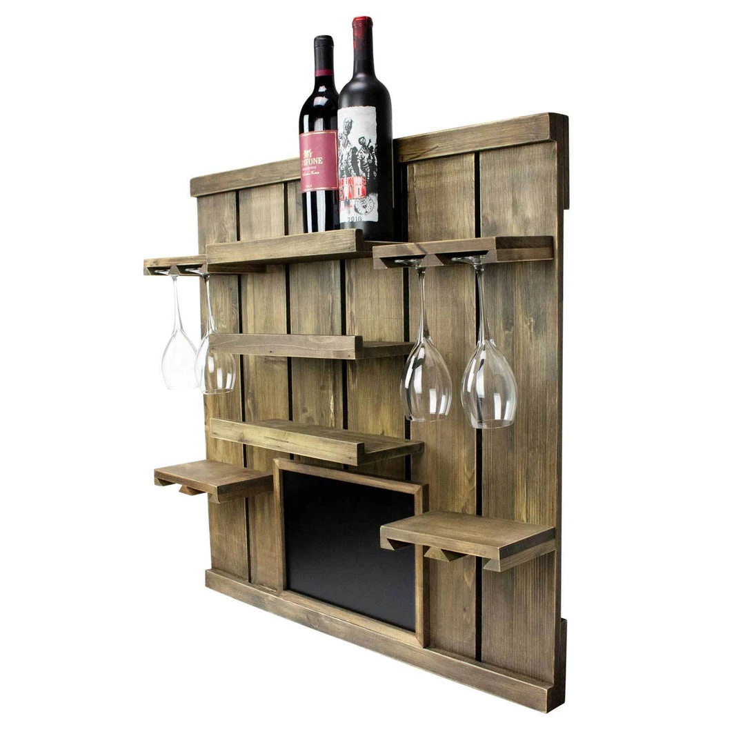Atterstone Chalkboard Wine Rack Shelf With Stemware Slots: Holds 8 Glasses 9 Atterstone Chalkboard Wine Rack Shelf With Stemware Slots: Holds 8 Glasses