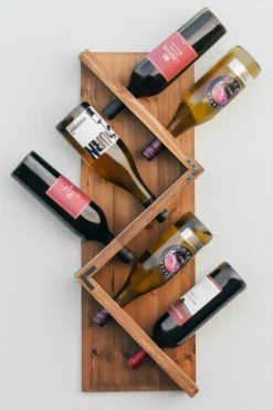 Atterstone Stylish Wooden Wall Mounted Wine Bottle Display Rack: Holds 6 Bottles