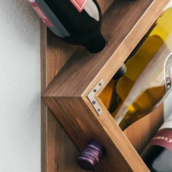 Atterstone Stylish Wooden Wall Mounted Wine Bottle Display Rack: Holds 6 Bottles