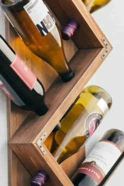 Atterstone Stylish Wooden Wall Mounted Wine Bottle Display Rack: Holds 6 Bottles
