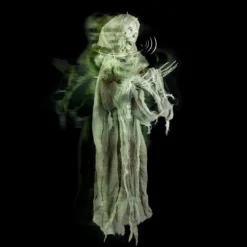 Holidayana Patio & Outdoors Animatronic Floating Skeleton - Sound And Touch Activated Halloween Decoration With Lighted Eyes And Scary Sounds