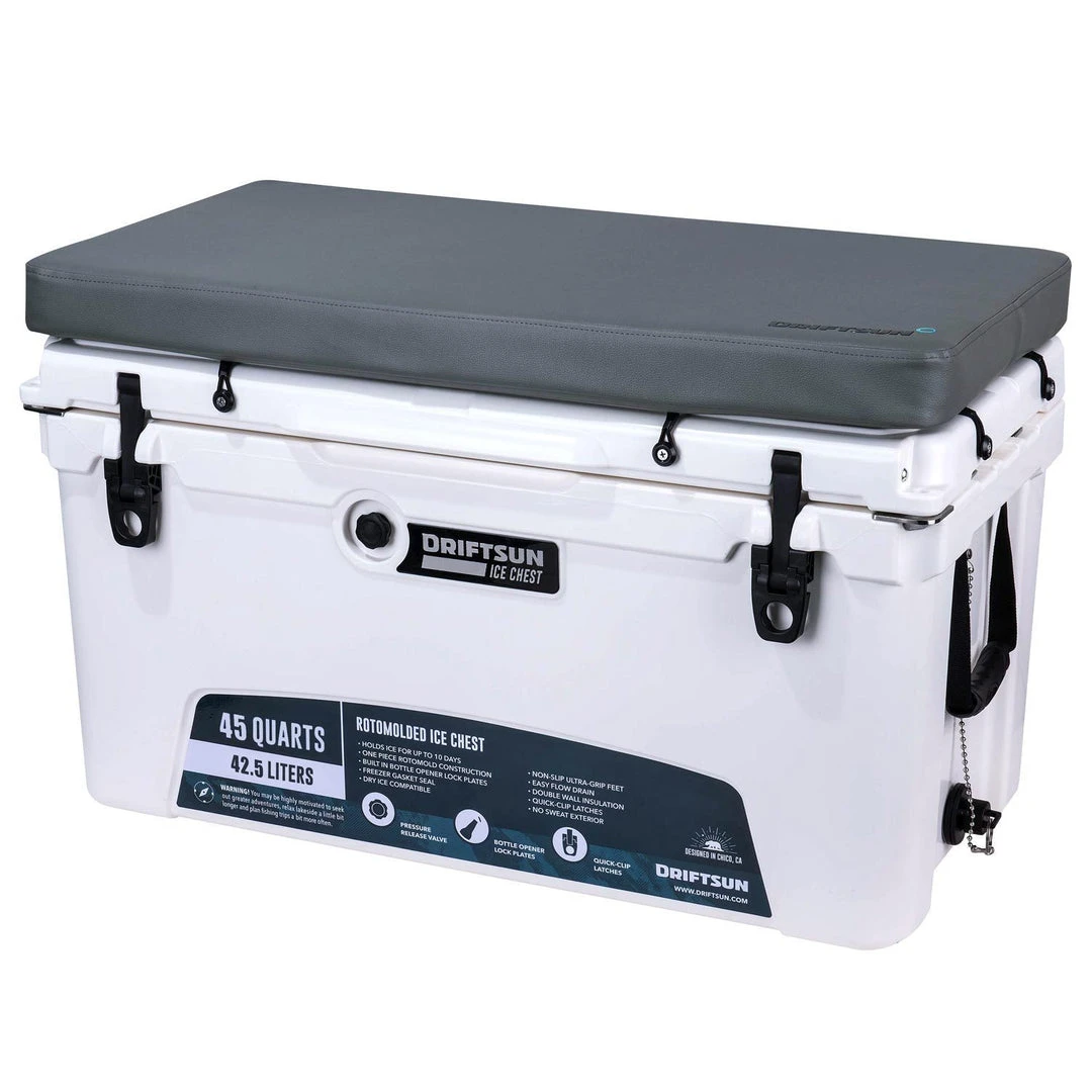 Premium Cooler Seat Cushion With Mounting Hardware - Fits 45Q Driftsun Ice Chests 1 Premium Cooler Seat Cushion With Mounting Hardware - Fits 45Q Driftsun Ice Chests