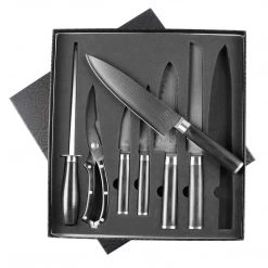 Zelancio HOME GOODS 7 Piece Japanese VG-10 Damascus Steel Chef Knife Set