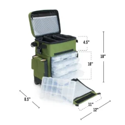 Elkton Outdoors Rolling Tackle Box With Removable Tackle Trays SPORTING GOODS
