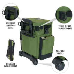 Elkton Outdoors Rolling Tackle Box With Removable Tackle Trays SPORTING GOODS