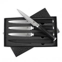 Zelancio 4 Piece Japanese VG-10 Steel Steak Knives With Sharp, Non-Serrated Damascus Steel Blades HOME GOODS